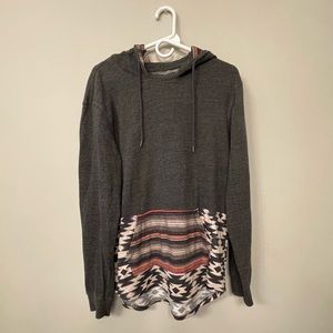 On the Byas Mens L Large Aztec Print Style Hoodie Jacket Grey